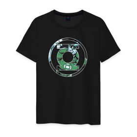 Мужская футболка хлопок с принтом Green Lantern в Тюмени, 100% хлопок | прямой крой, круглый вырез горловины, длина до линии бедер, слегка спущенное плечо. | Тематика изображения на принте: dc | dc comics | green lantern | shtatjl | зеленый фонарь
