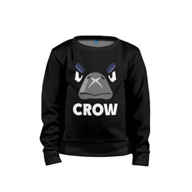 Детский свитшот хлопок с принтом Brawl Stars CROW в Тюмени, 100% хлопок | круглый вырез горловины, эластичные манжеты, пояс и воротник | brawl | brawl stars | crow | leon | stars | бравл | бравл старс | браво старс | ворон | ворона | игра | компьютерная | костюм | кофта | кров | леон | онлайн | старс