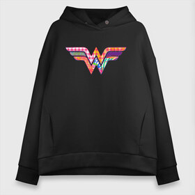 Женское худи Oversize хлопок с принтом Wonder Woman logo в Тюмени, френч-терри — 70% хлопок, 30% полиэстер. Мягкий теплый начес внутри —100% хлопок | боковые карманы, эластичные манжеты и нижняя кромка, капюшон на магнитной кнопке | dc | dc comics | diana prince | shtatjl | wonder woman | вандер вуман | вондер вуман | галь гадот | диана принс | супер женщина | чудо женщина