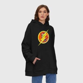 Худи SuperOversize хлопок с принтом Flash в Тюмени, 70% хлопок, 30% полиэстер, мягкий начес внутри | карман-кенгуру, эластичная резинка на манжетах и по нижней кромке, двухслойный капюшон
 | barry allen | dc | dc comics | flash | shtatflash | барри аллен | флеш | флэш