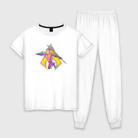 Женская пижама хлопок с принтом Aquaman в Тюмени, 100% хлопок | брюки и футболка прямого кроя, без карманов, на брюках мягкая резинка на поясе и по низу штанин | aquaman | arthur curry | dc | dc comics | shtatjl | аквамен | артур карри