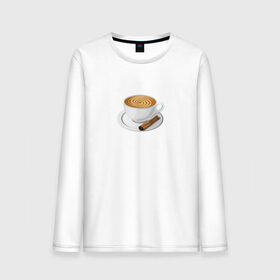 Мужской лонгслив хлопок с принтом Кофе в Тюмени, 100% хлопок |  | кофе | напиток | рисунок | чашка | чашка кофе