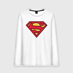 Мужской лонгслив хлопок с принтом Superman logo в Тюмени, 100% хлопок |  | Тематика изображения на принте: clark kent | superman | кларк кент | супермен | супермэн