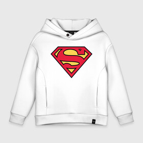 Детское худи Oversize хлопок с принтом Superman logo в Тюмени, френч-терри — 70% хлопок, 30% полиэстер. Мягкий теплый начес внутри —100% хлопок | боковые карманы, эластичные манжеты и нижняя кромка, капюшон на магнитной кнопке | clark kent | superman | кларк кент | супермен | супермэн