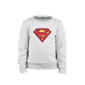 Детский свитшот хлопок с принтом Superman logo в Тюмени, 100% хлопок | круглый вырез горловины, эластичные манжеты, пояс и воротник | Тематика изображения на принте: clark kent | superman | кларк кент | супермен | супермэн