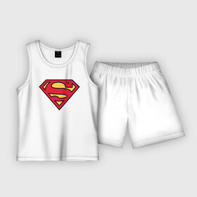 Детская пижама с шортами хлопок с принтом Superman logo в Тюмени,  |  | clark kent | superman | кларк кент | супермен | супермэн