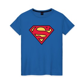 Женская футболка хлопок с принтом Superman logo в Тюмени, 100% хлопок | прямой крой, круглый вырез горловины, длина до линии бедер, слегка спущенное плечо | Тематика изображения на принте: clark kent | superman | кларк кент | супермен | супермэн