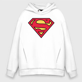 Мужское худи Oversize хлопок с принтом Superman logo в Тюмени, френч-терри — 70% хлопок, 30% полиэстер. Мягкий теплый начес внутри —100% хлопок | боковые карманы, эластичные манжеты и нижняя кромка, капюшон на магнитной кнопке | clark kent | superman | кларк кент | супермен | супермэн