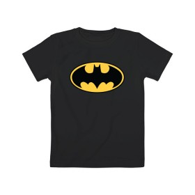 Детская футболка хлопок с принтом Batman logo в Тюмени, 100% хлопок | круглый вырез горловины, полуприлегающий силуэт, длина до линии бедер | Тематика изображения на принте: bat man | batman | batman comics | caped crusader | comics | dark knight | бетмен | брюс уэйн | бэт мен | бэтмен | тёмный рыцарь