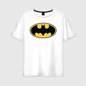 Женская футболка хлопок Oversize с принтом Batman logo в Тюмени, 100% хлопок | свободный крой, круглый ворот, спущенный рукав, длина до линии бедер
 | bat man | batman | batman comics | caped crusader | comics | dark knight | бетмен | брюс уэйн | бэт мен | бэтмен | тёмный рыцарь