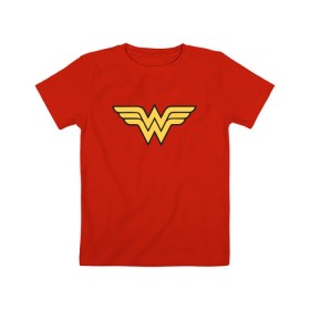 Детская футболка хлопок с принтом Wonder Woman в Тюмени, 100% хлопок | круглый вырез горловины, полуприлегающий силуэт, длина до линии бедер | dc | dc comics | diana prince | wonder woman | вандер вуман | вондер вуман | диана принс | супер женщина | чудо женщина