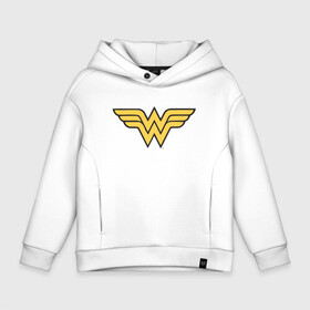 Детское худи Oversize хлопок с принтом Wonder Woman Logo в Тюмени, френч-терри — 70% хлопок, 30% полиэстер. Мягкий теплый начес внутри —100% хлопок | боковые карманы, эластичные манжеты и нижняя кромка, капюшон на магнитной кнопке | dc | dc comics | diana prince | wonder woman | вандер вуман | вондер вуман | диана принс | супер женщина | чудо женщина