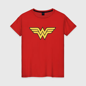 Женская футболка хлопок с принтом Wonder Woman в Тюмени, 100% хлопок | прямой крой, круглый вырез горловины, длина до линии бедер, слегка спущенное плечо | dc | dc comics | diana prince | wonder woman | вандер вуман | вондер вуман | диана принс | супер женщина | чудо женщина