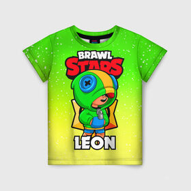 Детская футболка 3D с принтом BRAWL STARS LEON в Тюмени, 100% гипоаллергенный полиэфир | прямой крой, круглый вырез горловины, длина до линии бедер, чуть спущенное плечо, ткань немного тянется | brawl stars | brawl stars leon | brawler | leon | бравл старз | бравлер | леон