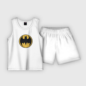 Детская пижама с шортами хлопок с принтом Batman sign в Тюмени,  |  | bat man | batman | batman comics | caped crusader | comics | dark knight | shtatjl | бетмен | брюс уэйн | бэт мен | бэтмен | тёмный рыцарь