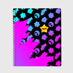 Тетрадь с принтом BRAWL STARS - SANDY в Тюмени, 100% бумага | 48 листов, плотность листов — 60 г/м2, плотность картонной обложки — 250 г/м2. Листы скреплены сбоку удобной пружинной спиралью. Уголки страниц и обложки скругленные. Цвет линий — светло-серый
 | brawl | bull | colt | crow | game | games | leon | online | penny | poco | sandy | shelly | spike | star | stars | wanted | брав | бравл | браво | звезда | звезды | игра | игры | лого | онлайн | сенди | старс | сэнди