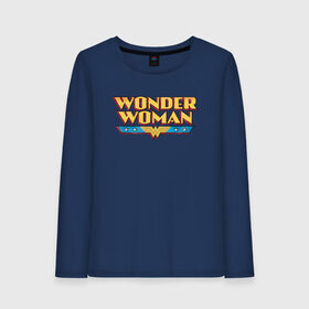Женский лонгслив хлопок с принтом Wonder Woman Text Logo в Тюмени, 100% хлопок |  | dc | dc comics | diana prince | shtatjl | wonder woman | вандер вуман | вондер вуман | диана принс | супер женщина | чудо женщина