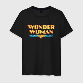 Мужская футболка хлопок с принтом Wonder Woman Text Logo в Тюмени, 100% хлопок | прямой крой, круглый вырез горловины, длина до линии бедер, слегка спущенное плечо. | dc | dc comics | diana prince | shtatjl | wonder woman | вандер вуман | вондер вуман | диана принс | супер женщина | чудо женщина