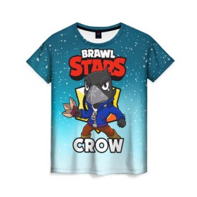 Женская футболка 3D с принтом BRAWL STARS CROW в Тюмени, 100% полиэфир ( синтетическое хлопкоподобное полотно) | прямой крой, круглый вырез горловины, длина до линии бедер | brawl stars | brawl stars crow | brawler | crow | бравл старз | бравлер | ворон