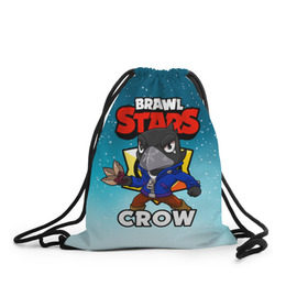 Рюкзак-мешок 3D с принтом BRAWL STARS CROW в Тюмени, 100% полиэстер | плотность ткани — 200 г/м2, размер — 35 х 45 см; лямки — толстые шнурки, застежка на шнуровке, без карманов и подкладки | brawl stars | brawl stars crow | brawler | crow | бравл старз | бравлер | ворон