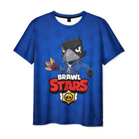 Мужская футболка 3D с принтом BRAWL STARS CROW в Тюмени, 100% полиэфир | прямой крой, круглый вырез горловины, длина до линии бедер | 8 bit | 8 бит | brawl stars | bull | colt | crow | leon | leon shark | shark | stars | акула | берли | ворон | динамайк | кольт | леон | леон акула | нита | спайк | шелли | эль примо