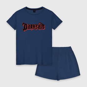 Женская пижама с шортиками хлопок с принтом Darkseid в Тюмени, 100% хлопок | футболка прямого кроя, шорты свободные с широкой мягкой резинкой | darkseid | dc | dc comics | shtatjl | дарксайд