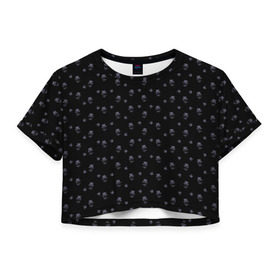 Женская футболка Cropp-top с принтом Сэр Троглодит - Паттерн, черны в Тюмени, 100% полиэстер | круглая горловина, длина футболки до линии талии, рукава с отворотами | паттерн | сэр троглодит | черный