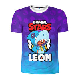 Мужская футболка 3D спортивная с принтом BRAWL STARS LEON SHARK в Тюмени, 100% полиэстер с улучшенными характеристиками | приталенный силуэт, круглая горловина, широкие плечи, сужается к линии бедра | 8 bit | 8 бит | brawl stars | bull | colt | crow | leon | leon shark | shark | stars | акула | берли | ворон | динамайк | кольт | леон | леон акула | нита | спайк | шелли | эль примо