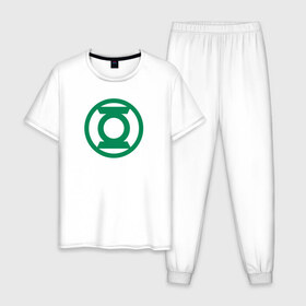 Мужская пижама хлопок с принтом Зелёный Фонарь в Тюмени, 100% хлопок | брюки и футболка прямого кроя, без карманов, на брюках мягкая резинка на поясе и по низу штанин
 | dc | dc comics | green lantern | shtatjl | зеленый фонарь