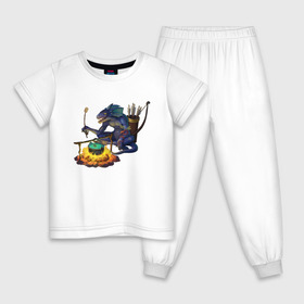 Детская пижама хлопок с принтом Сэр Троглодит - Ящер в Тюмени, 100% хлопок |  брюки и футболка прямого кроя, без карманов, на брюках мягкая резинка на поясе и по низу штанин
 | 