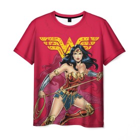 Мужская футболка 3D с принтом Wonder Woman в Тюмени, 100% полиэфир | прямой крой, круглый вырез горловины, длина до линии бедер | Тематика изображения на принте: dc | dc comics | diana prince | shtatjl | wonder woman | вандер вуман | вондер вуман | диана принс | супер женщина | чудо женщина