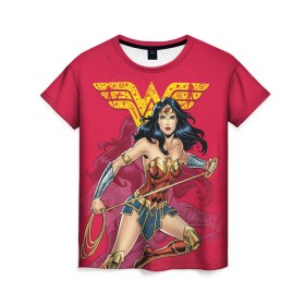 Женская футболка 3D с принтом Wonder Woman в Тюмени, 100% полиэфир ( синтетическое хлопкоподобное полотно) | прямой крой, круглый вырез горловины, длина до линии бедер | dc | dc comics | diana prince | shtatjl | wonder woman | вандер вуман | вондер вуман | диана принс | супер женщина | чудо женщина