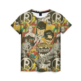 Женская футболка 3D с принтом DC Comics в Тюмени, 100% полиэфир ( синтетическое хлопкоподобное полотно) | прямой крой, круглый вырез горловины, длина до линии бедер | batman | flash | shtatjl | superman | бетмен | бэтмен | супермен | супермэн | флеш | флэш