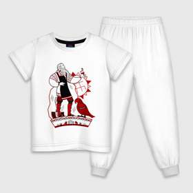 Детская пижама хлопок с принтом Сварог небесный Кузнец в Тюмени, 100% хлопок |  брюки и футболка прямого кроя, без карманов, на брюках мягкая резинка на поясе и по низу штанин
 | кирин | родноверы | родные боги | сварог | славяне