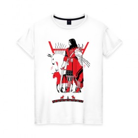 Женская футболка хлопок с принтом Велес славянский Бог Магии в Тюмени, 100% хлопок | прямой крой, круглый вырез горловины, длина до линии бедер, слегка спущенное плечо | 