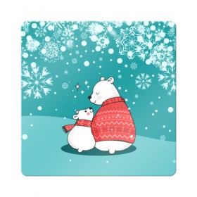 Магнит виниловый Квадрат с принтом North bear в Тюмени, полимерный материал с магнитным слоем | размер 9*9 см, закругленные углы | happy new year | santa | дед мороз | каникулы | мороз | новогодний свитер | новый год | оливье | праздник | рождество | санта клаус | свитер новогодний | снег | снегурочка | снежинки