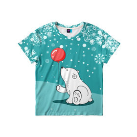 Детская футболка 3D с принтом North bear в Тюмени, 100% гипоаллергенный полиэфир | прямой крой, круглый вырез горловины, длина до линии бедер, чуть спущенное плечо, ткань немного тянется | happy new year | santa | дед мороз | каникулы | мороз | новогодний свитер | новый год | оливье | праздник | рождество | санта клаус | свитер новогодний | снег | снегурочка | снежинки