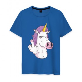 Мужская футболка хлопок с принтом Злой Единорог в Тюмени, 100% хлопок | прямой крой, круглый вырез горловины, длина до линии бедер, слегка спущенное плечо. | angry | angry unicorn | unicorn | единорог | злой | злой единорог | радуга