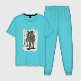 Мужская пижама хлопок с принтом Airsoft team в Тюмени, 100% хлопок | брюки и футболка прямого кроя, без карманов, на брюках мягкая резинка на поясе и по низу штанин
 | airsoft | оружие | снаряжение | страйкбол