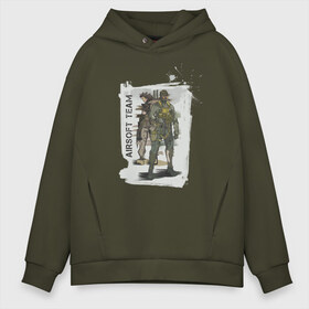 Мужское худи Oversize хлопок с принтом Airsoft team в Тюмени, френч-терри — 70% хлопок, 30% полиэстер. Мягкий теплый начес внутри —100% хлопок | боковые карманы, эластичные манжеты и нижняя кромка, капюшон на магнитной кнопке | airsoft | оружие | снаряжение | страйкбол