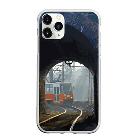 Чехол для iPhone 11 Pro Max матовый с принтом Трамвай в Тюмени, Силикон |  | rails | railway | tram | trees | tunnel | деревья | железная дорога | рельсы | тоннель | трамвай