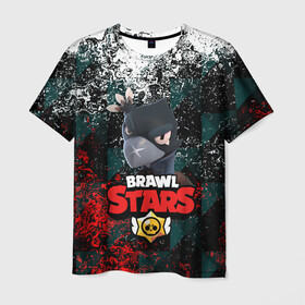 Мужская футболка 3D с принтом BRAWL STARS CROW в Тюмени, 100% полиэфир | прямой крой, круглый вырез горловины, длина до линии бедер | android | brawl stars | crow | games | leon | mobile game | stars | бравл старс | ворон | игры | леон | мобильные игры