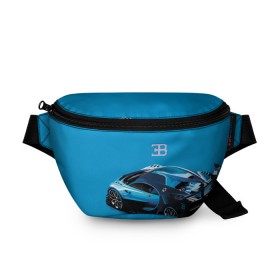 Поясная сумка 3D с принтом Bugatti в Тюмени, 100% полиэстер | плотная ткань, ремень с регулируемой длиной, внутри несколько карманов для мелочей, основное отделение и карман с обратной стороны сумки застегиваются на молнию | bugatti | car | italy | motorsport | prestige | автомобиль | автоспорт | бугатти | италия | престиж
