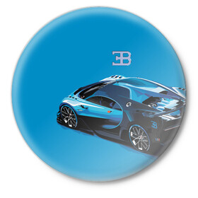 Значок с принтом Bugatti в Тюмени,  металл | круглая форма, металлическая застежка в виде булавки | bugatti | car | italy | motorsport | prestige | автомобиль | автоспорт | бугатти | италия | престиж