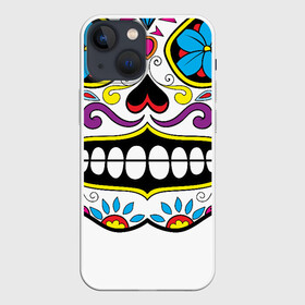 Чехол для iPhone 13 mini с принтом Skull   сахарный череп в Тюмени,  |  | calavera | day of the dead | dia de los muertos | halloween | skull | sugar skull | готика | день мертвых | колдовство | мексиканский череп | мистика | подарок | сахарный череп | цветы | череп