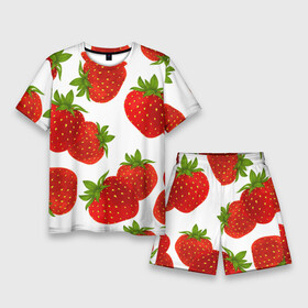 Мужской костюм с шортами 3D с принтом Клубника в Тюмени,  |  | Тематика изображения на принте: белый | варение | весна | витамин | жара | клубника | клубничка | коктель | красная | лето | микс | польза | помидор | сок | фон | фрукты | ягоды