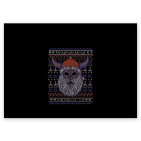 Поздравительная открытка с принтом Vikings Xmas Sweater в Тюмени, 100% бумага | плотность бумаги 280 г/м2, матовая, на обратной стороне линовка и место для марки
 | christmas | king | new | ragnar | skandinavia | snow | snowflakes | valhalla | vikings | xmas | year | вальхалла | викинги | год | король | новый | рагнар | рождество | скандинавия | снег