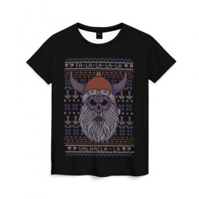 Женская футболка 3D с принтом Vikings Xmas Sweater в Тюмени, 100% полиэфир ( синтетическое хлопкоподобное полотно) | прямой крой, круглый вырез горловины, длина до линии бедер | christmas | king | new | ragnar | skandinavia | snow | snowflakes | valhalla | vikings | xmas | year | вальхалла | викинги | год | король | новый | рагнар | рождество | скандинавия | снег