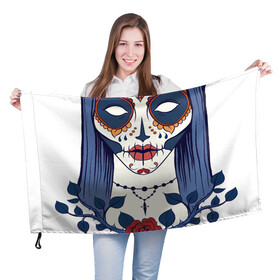 Флаг 3D с принтом Мексиканский сахарный череп в Тюмени, 100% полиэстер | плотность ткани — 95 г/м2, размер — 67 х 109 см. Принт наносится с одной стороны | day of the dead | dia de los muertos | gothic | halloween | skull | sugar skull | готика | день мертвых | женский череп | мексиканский череп | мистика | подарок | сахарный череп | хэллоуин