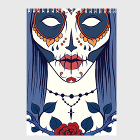 Скетчбук с принтом Мексиканский сахарный череп в Тюмени, 100% бумага
 | 48 листов, плотность листов — 100 г/м2, плотность картонной обложки — 250 г/м2. Листы скреплены сверху удобной пружинной спиралью | day of the dead | dia de los muertos | gothic | halloween | skull | sugar skull | готика | день мертвых | женский череп | мексиканский череп | мистика | подарок | сахарный череп | хэллоуин